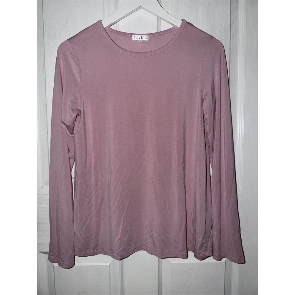 LAKE Essential Crew Long Sleeve‎ Tee Pink Size XS Boxy